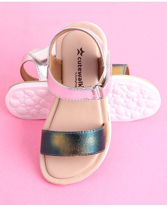 Cute Walk by Babyhug Velcro Closure Sandal - Silver