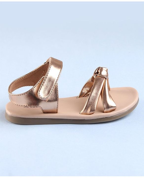 Cute Walk by Babyhug Velcro Closure Sandal with Knot Design - Golden