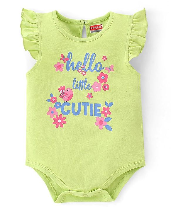 Babyhug 100% Cotton Knit Sleeveless with Frill Detailing Onesie Pack of 3 Text & Floral Print - Mutlicolour