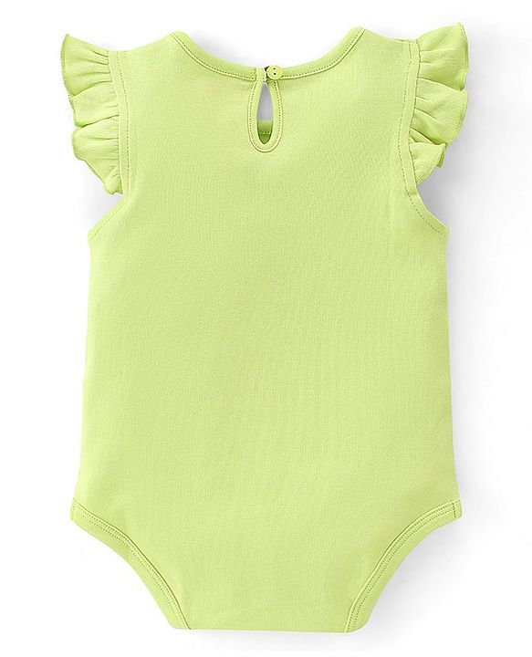 Babyhug 100% Cotton Knit Sleeveless with Frill Detailing Onesie Pack of 3 Text & Floral Print - Mutlicolour