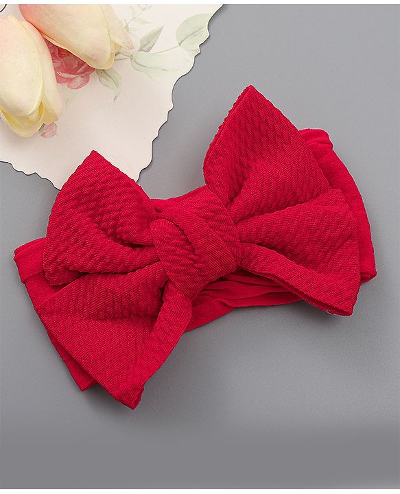 Babyhug Free Size Bow Style Headbands Pack of 2 - Red & Dark Pink