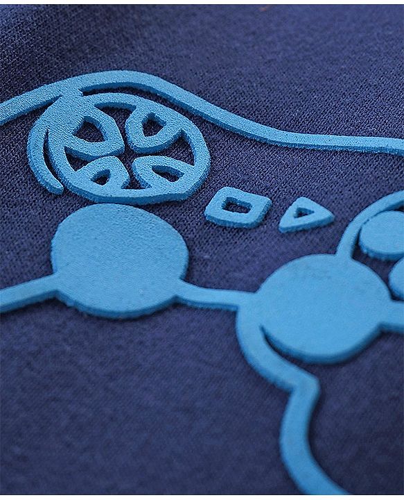 Pine Kids Knitted Full Length Lounge Pant With Gaming Remote Print - Blue Depth