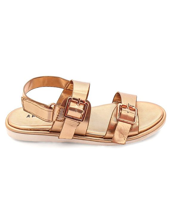 Pine Kids Party Wear Sandals With Buckle Closure - Rose Gold