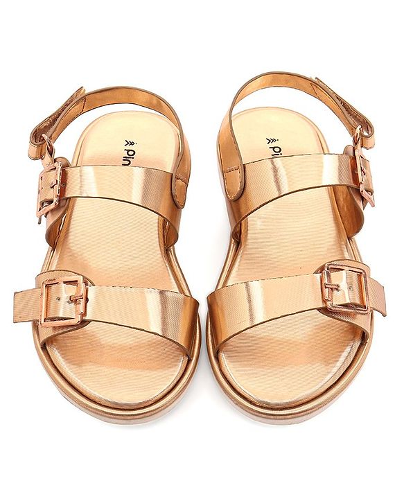 Pine Kids Party Wear Sandals With Buckle Closure - Rose Gold