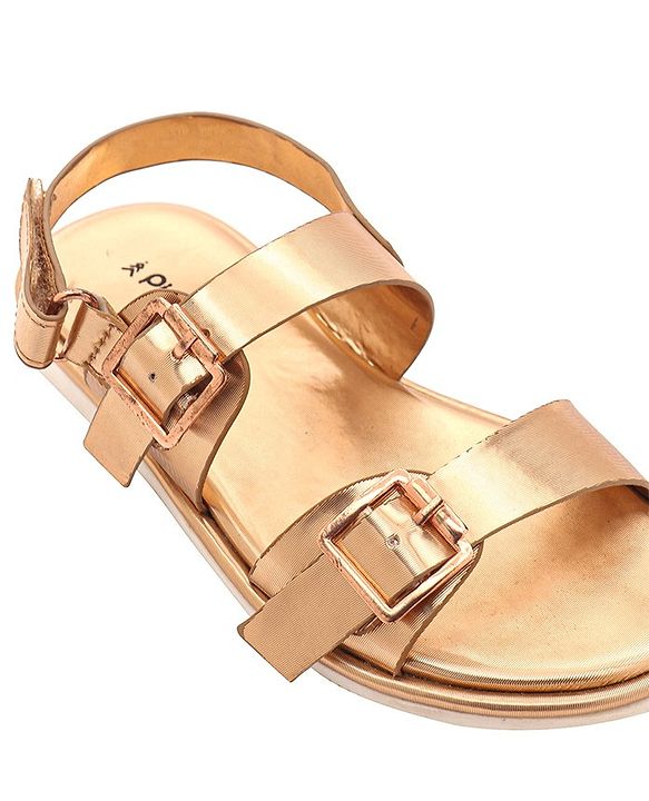 Pine Kids Party Wear Sandals With Buckle Closure - Rose Gold