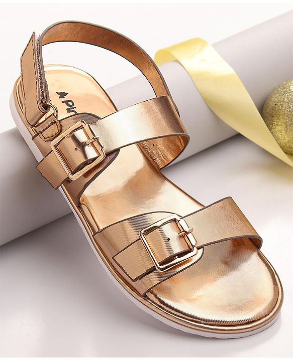 Pine Kids Party Wear Sandals With Buckle Closure - Rose Gold
