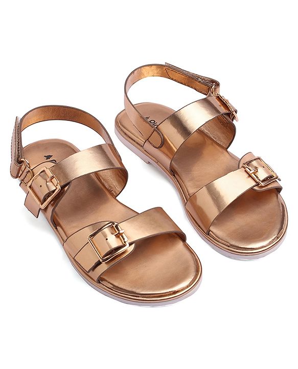Pine Kids Party Wear Sandals With Buckle Closure - Rose Gold
