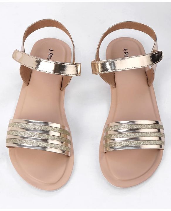 Pine Kids Velcro Closure Sandals with Glitter Embellished - Silver