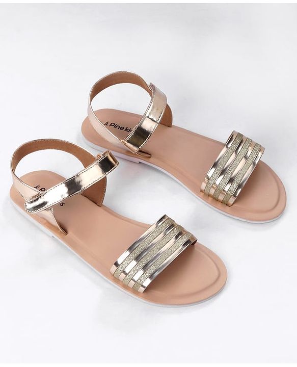 Pine Kids Velcro Closure Sandals with Glitter Embellished - Silver