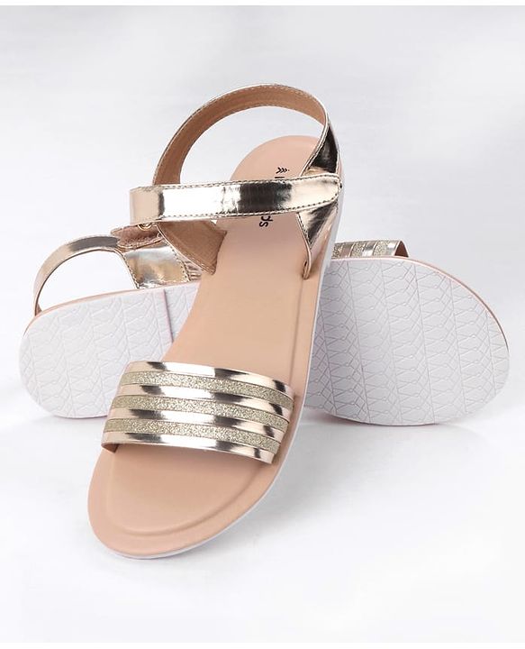 Pine Kids Velcro Closure Sandals with Glitter Embellished - Silver