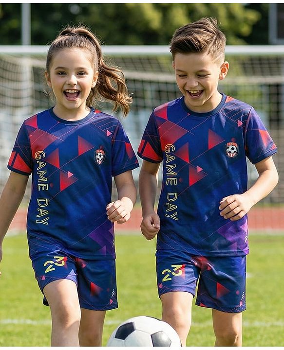 Pine Active Half Sleeves T-Shirt & Shorts Set Gameday Print - Navy