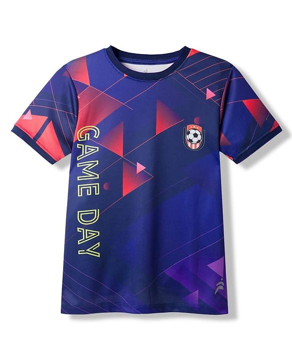 Pine Active Half Sleeves T-Shirt & Shorts Set Gameday Print - Navy