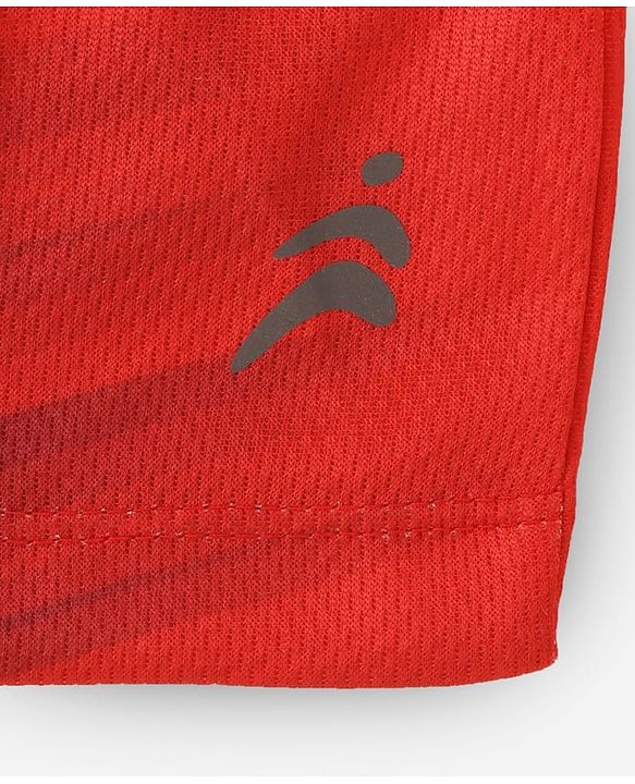 Pine Active Knit Half Sleeves Printed T-Shirt & Shorts Set - Red