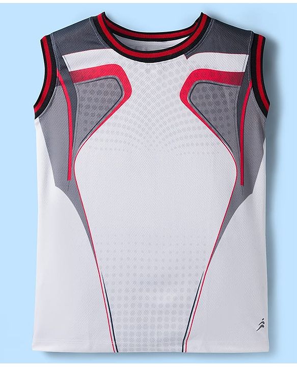 Pine Active Knit Sleeveless Color Block T-Shirt & Shorts Set - White & Red