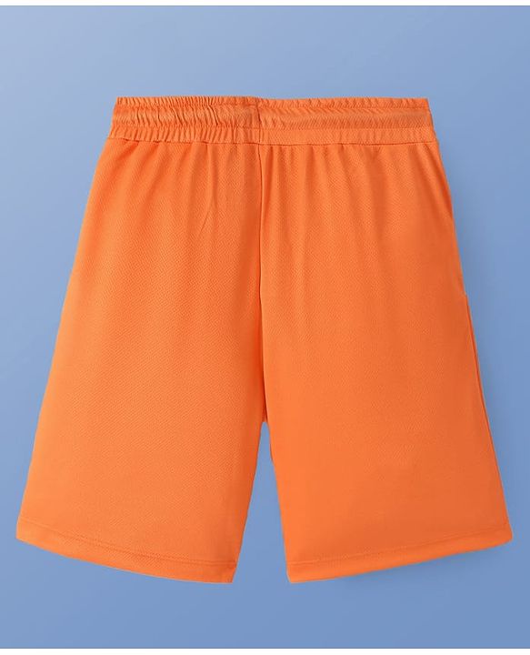 Pine Active Knit Sleeveless Athleisure T-Shirt & Shorts Set Text & Number Print - White & Orange