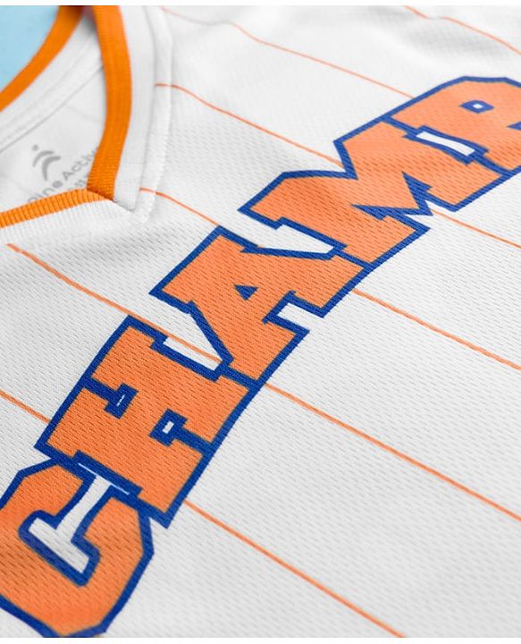 Pine Active Knit Sleeveless Athleisure T-Shirt & Shorts Set Text & Number Print - White & Orange