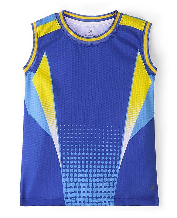 Pine Active Knit Sleeveless Printed T-Shirt & Shorts Set - Blue