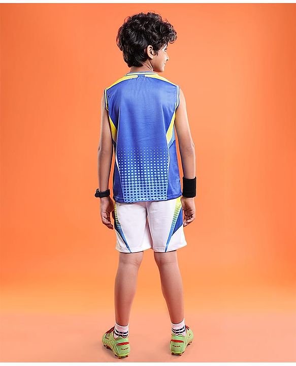Pine Active Knit Sleeveless Printed T-Shirt & Shorts Set - Blue