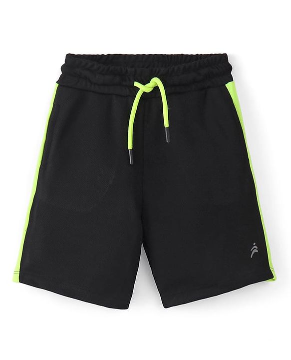 Pine Active Knit Half Sleeves Solid T-Shirt & Shorts Set - Neon Green & Black