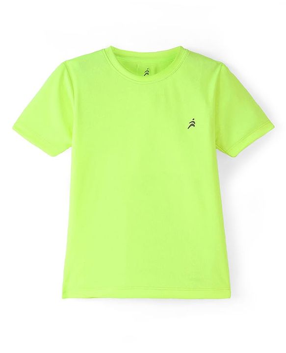 Pine Active Knit Half Sleeves Solid T-Shirt & Shorts Set - Neon Green & Black