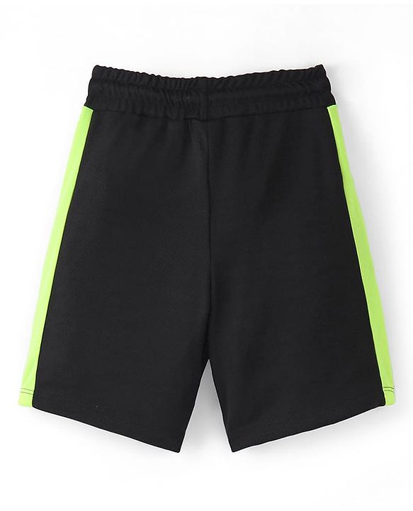 Pine Active Knit Half Sleeves Solid T-Shirt & Shorts Set - Neon Green & Black