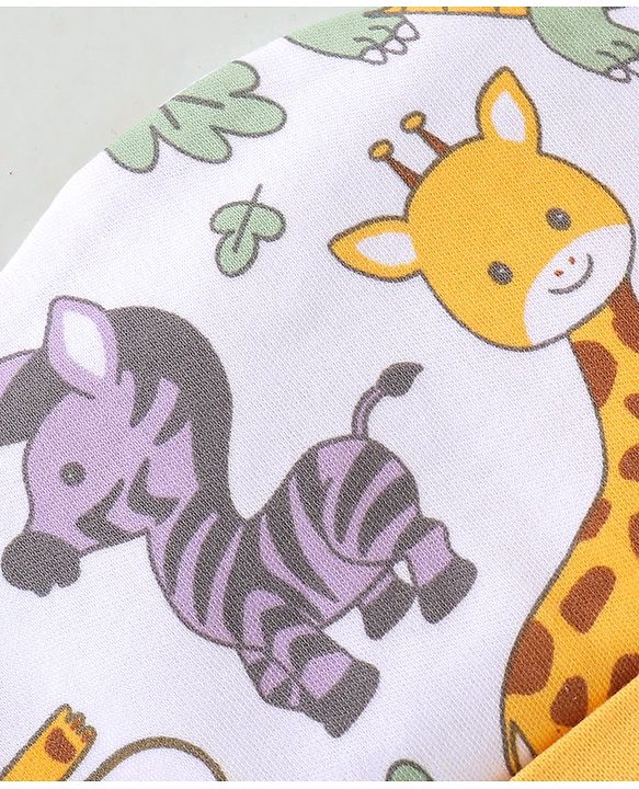 Babyhug 100% Cotton Cap Mittens & Booties Animal Print - Multicolour