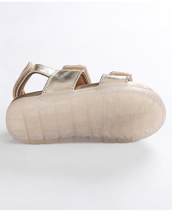 Pine Kids Solid Colour Party Wear Sandals with Velcro Closure - Golden