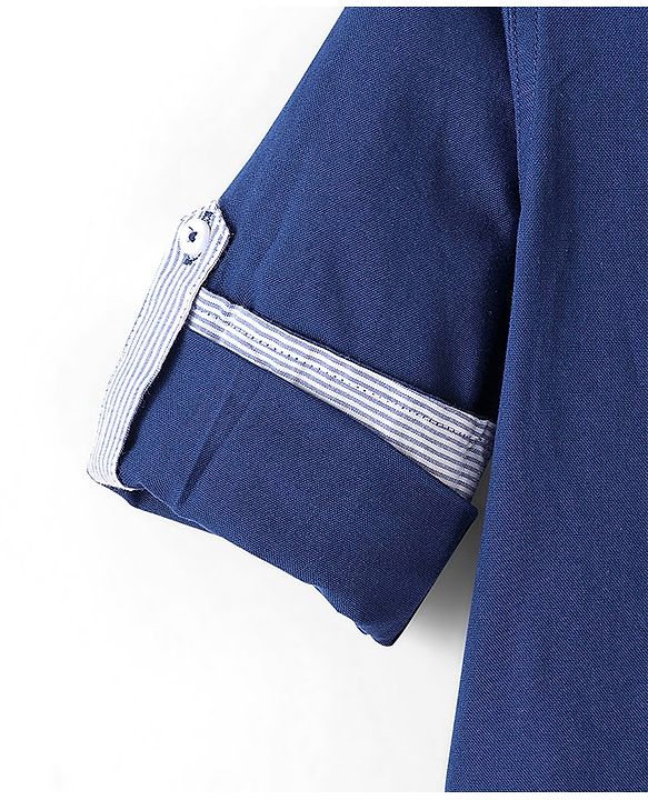 Pine Kids  Cotton Woven Full Sleeves Shirt Solid Colour- Navy Blue