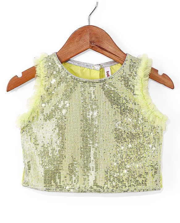 Babyhug Sleeveless Net Sequin Embroidered Lehenga Choli & Dupatta -Yellow