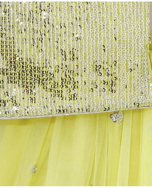 Babyhug Sleeveless Net Sequin Embroidered Lehenga Choli & Dupatta -Yellow