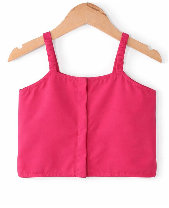 Babyhug Sleeveless  Top With Sharara & Floral Embroidered Jacket Set - Pink