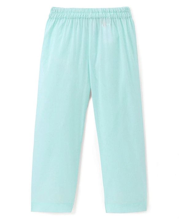 Babyhug Woven Full Sleeves Floral Embroidered Kurta & Pyjama Set - Aqua