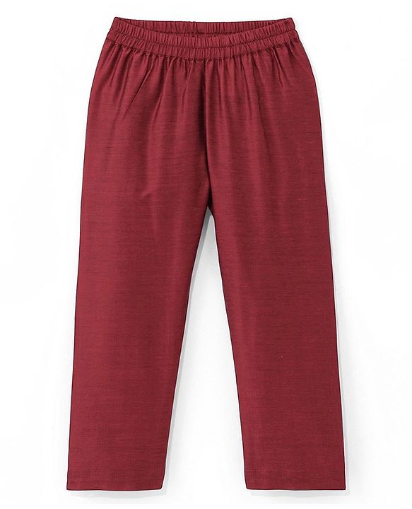 Babyhug Woven Full Sleeves Solid Colour Pathani Kurta Pyjama Set with Sequined Embroidered Jacket - Maroon