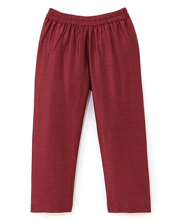 Babyhug Woven Full Sleeves Solid Colour Pathani Kurta Pyjama Set with Sequined Embroidered Jacket - Maroon
