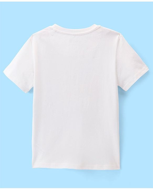 Pine Kids Cotton Half Sleeves T-Shirt With Coastal Vibes Print - Snow White