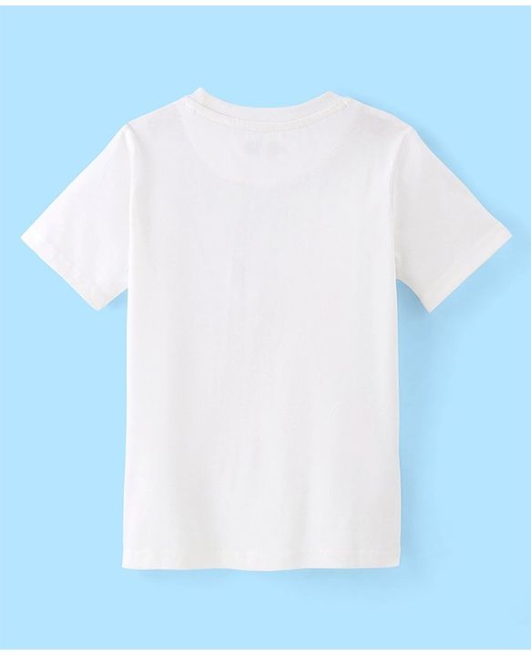 Pine Kids 100% Cotton Knit Half Sleeves T-Shirt Floral Print - Snow White