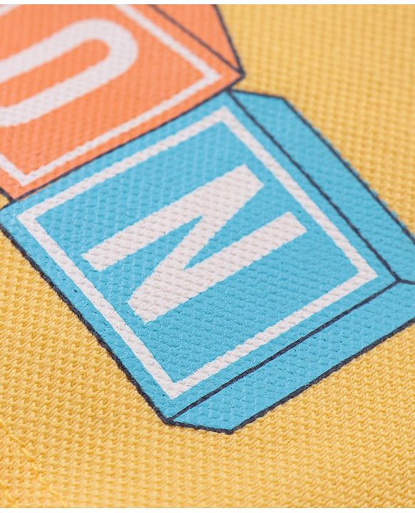 Babyhug Cotton Knit Half Sleeves Text Printed Polo T-Shirt & Striped Shorts Set - Yellow & Blue
