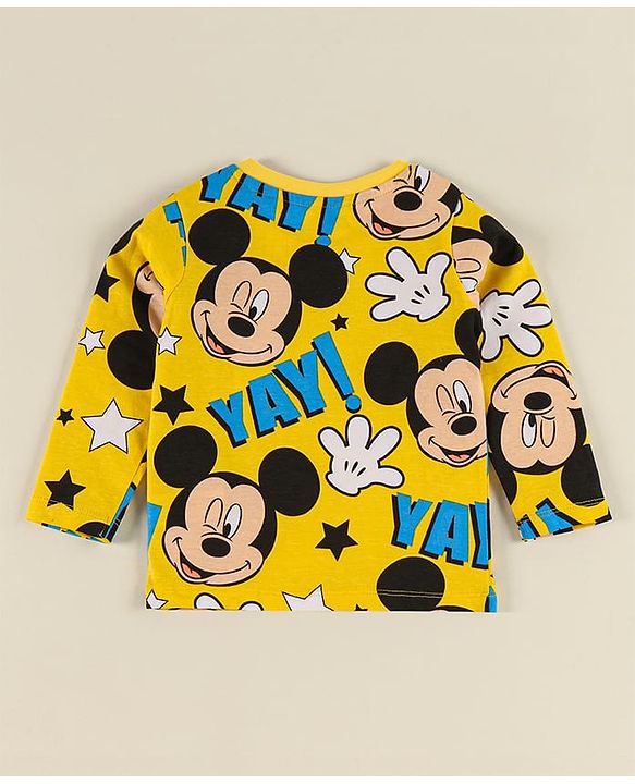 Babyhug Disney Half Sleeves T-Shirt & Jogger Pant With Mickey Mouse - Yellow & Black