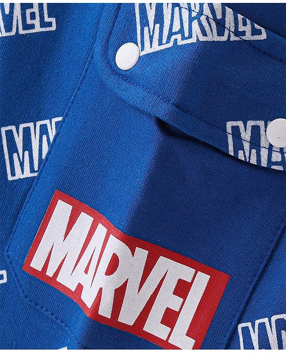 Babyhug Marvel Cotton Looper Knit Full Length Lounge Pant Text Print - Blue