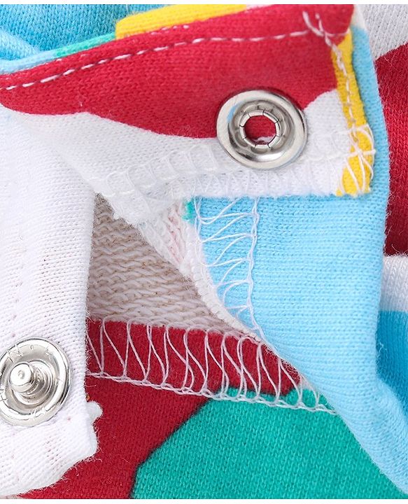 Babyhug 100% Cotton Knit Dungaree & Half Sleeves T-Shirt Set With Abstract Print -Multicolour