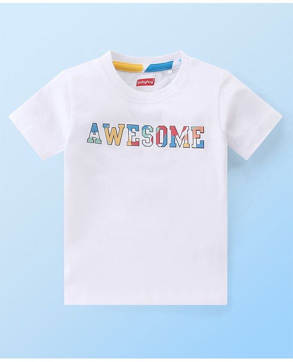 Babyhug 100% Cotton Knit Dungaree & Half Sleeves T-Shirt Set With Abstract Print -Multicolour