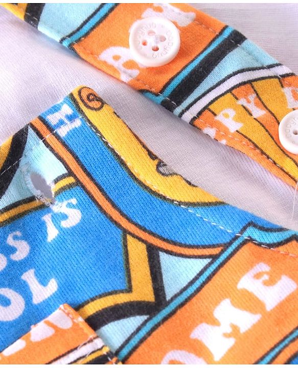 Babyhug Single Jersey Knit Tiger Printed Dungaree & Half Sleeves T-Shirt - White & Multicolor