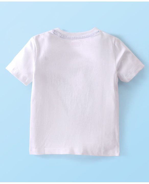 Babyhug Single Jersey Knit Tiger Printed Dungaree & Half Sleeves T-Shirt - White & Multicolor