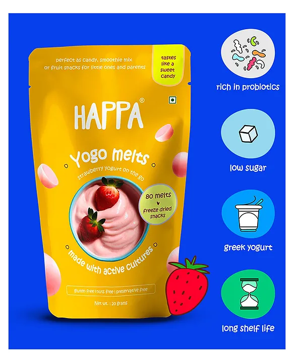 Happa fruit and yogurt snacks for little ones,strawberry Yogurt,