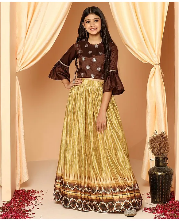 Buy Bella Moda Full Bell Sleeves Sequin Embellished Choli With Net Flared  Lehenga & Dupatta Black for Girls (4-5Years) Online in India, Shop at  FirstCry.com - 14896326