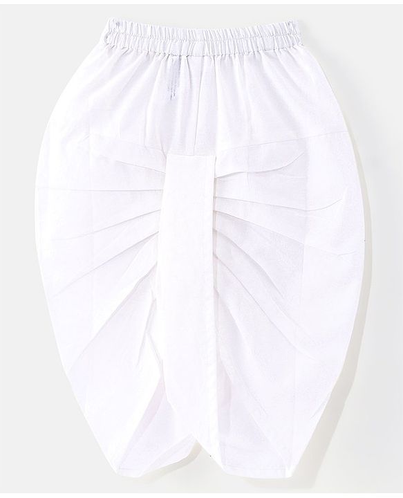 Babyhug Cotton Woven Full Sleeves Kurta & Dhoti Set With Elephant Print - White