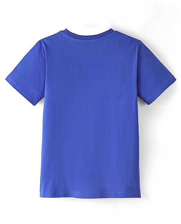 Pine Kids Cotton Knit Half Sleeves T-Shirt Skateboard Print - Dazzling Blue