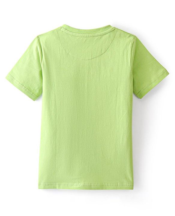 Pine Kids Cotton Half Sleeves T-Shirt Super Car Print - Wild Lime