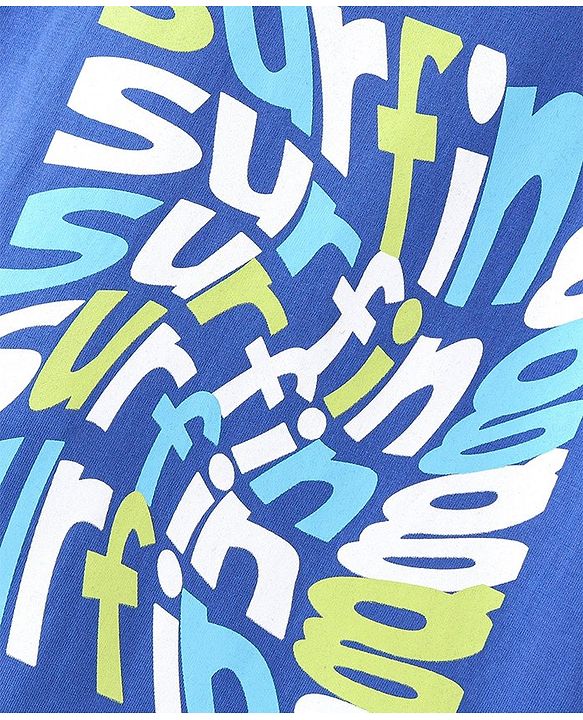 Pine Kids Cotton Half Sleeves T-Shirt Surfing Print - Dazzling Blue