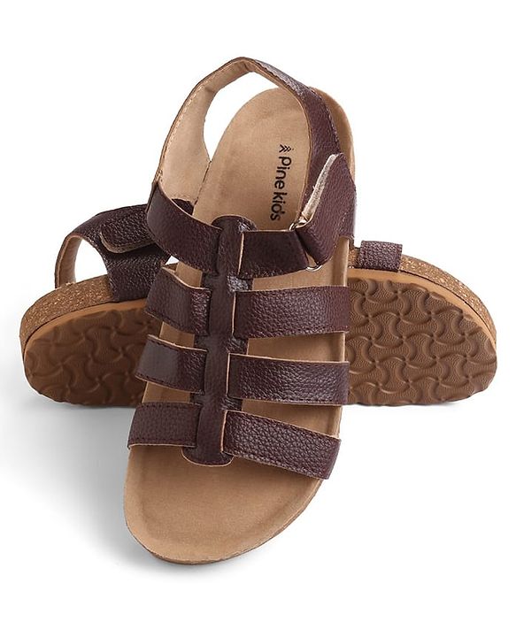 Pine Kids Velcro Closure Sandals - Brown
